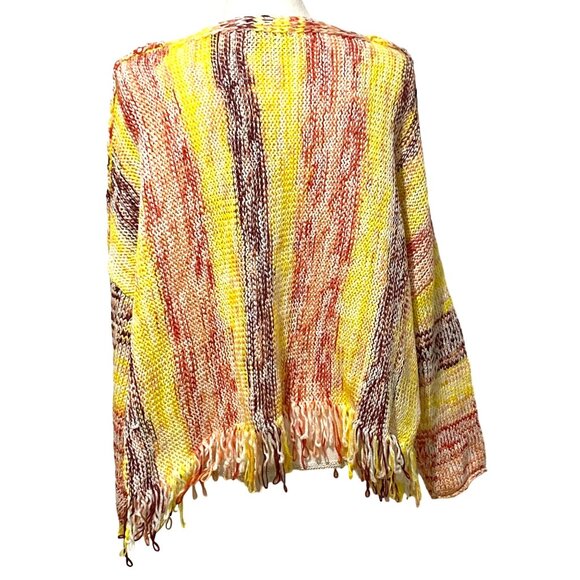 Laurie Felt Baja Sweater M to L Fringe Hem Beachy California Vibes Southwestern - Picture 4 of 10